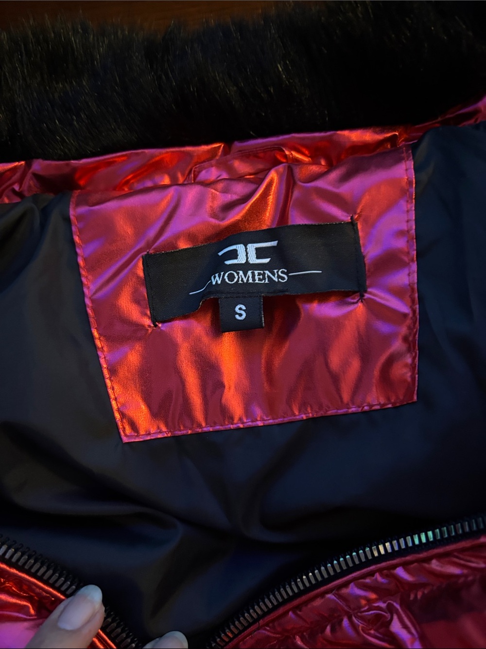 Jordan Craig Red Metallic Puffer Jacket with Black Fur Collar (Unisex) - Picture 6 of 11